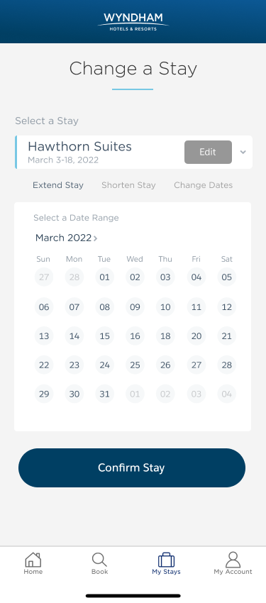 Change a stay screen