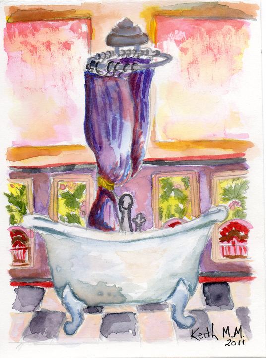 Bathtub, watercolor by Keith Mistler