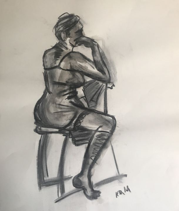 Seated Figure, charcoal by Keith Mistler