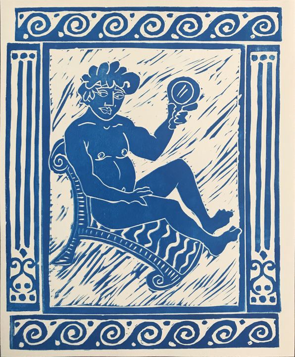 Greek Gay, relief print by Keith Mistler
