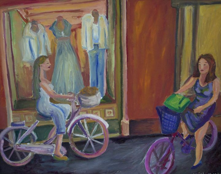 Two Women Riding, painting by Keith Mistler