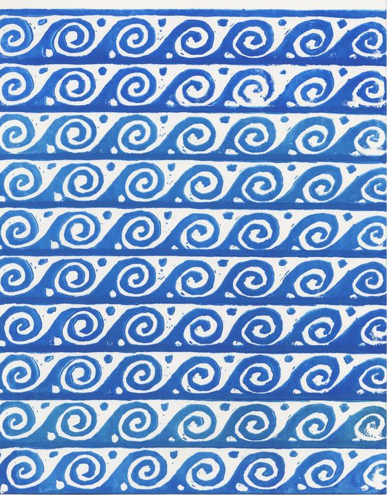 Waves, relief print by Keith Mistler