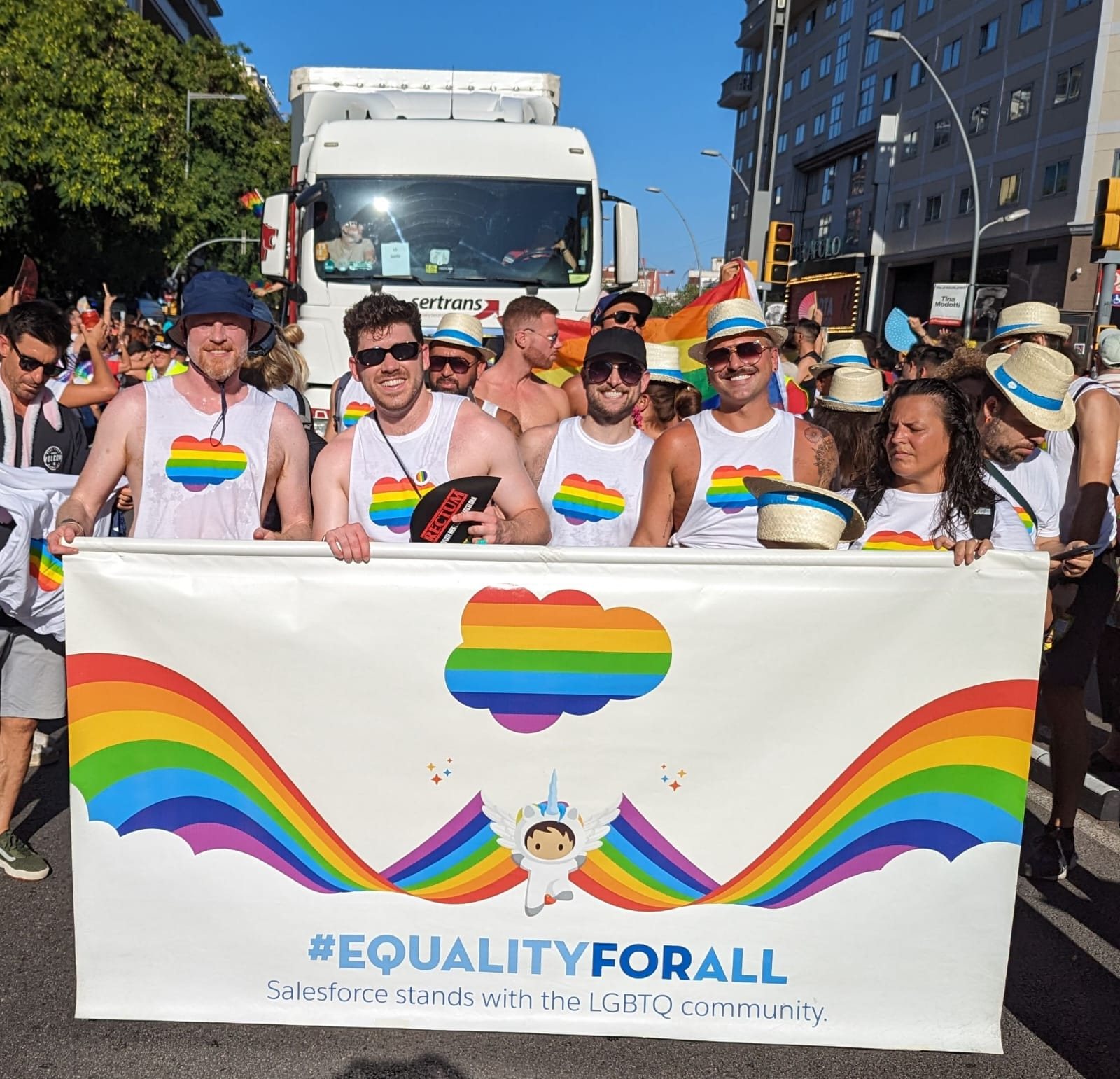 Keith marching at a Pride parade