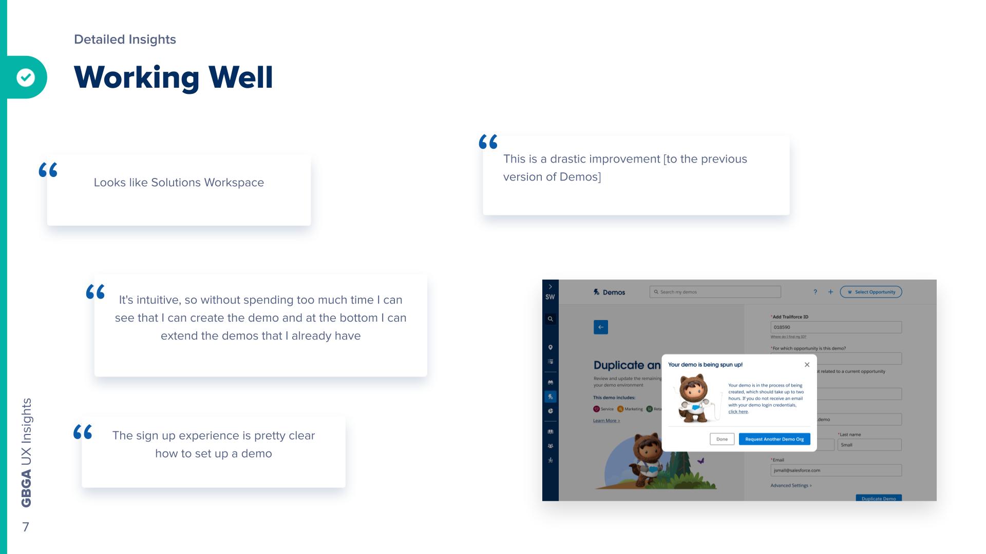 Research insights: what's working well